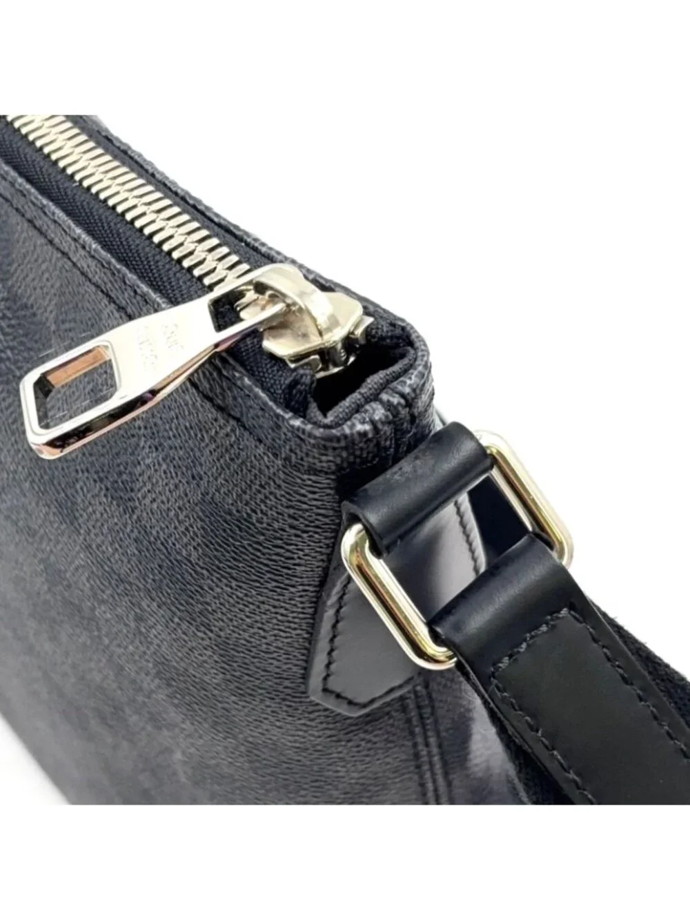 Louis Vuitton Mick PM Damier Graphite Leather Black Shoulder Bag Silver